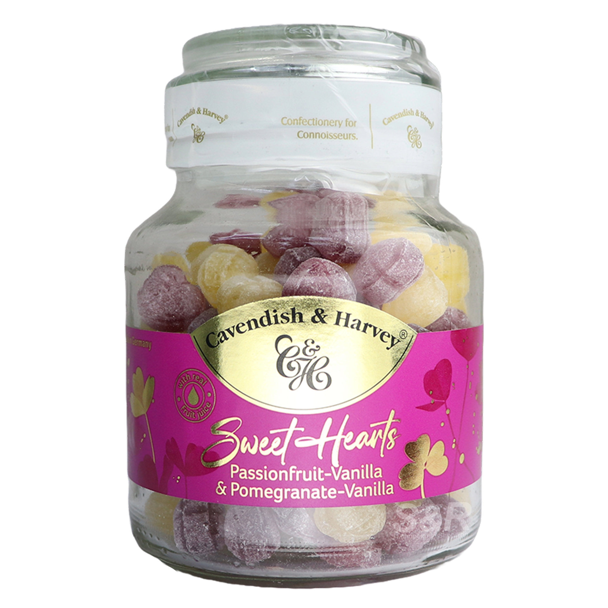Cavendish and Harvey Sweet Hearts Passionfruit and Pomegranate Vanilla Candy Jar 350g Cavendish and Harvey Sweet Hearts Passionfruit and Pomegranate Vanilla Candy Jar 350g